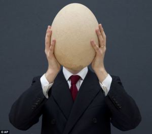 egg in front of head