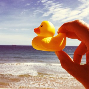 rubber duck on the beach